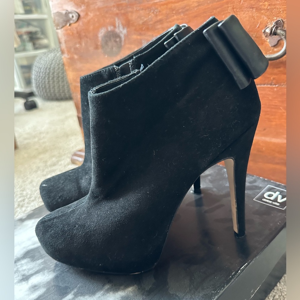Dolce Vita Black Suede Bow Booties